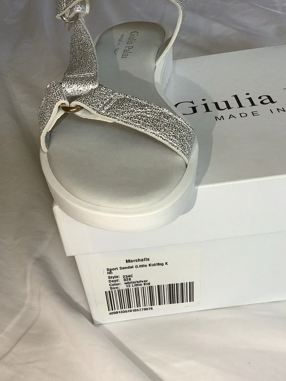 Girl’s Silver Glitter T-Strap Comfort Sandals